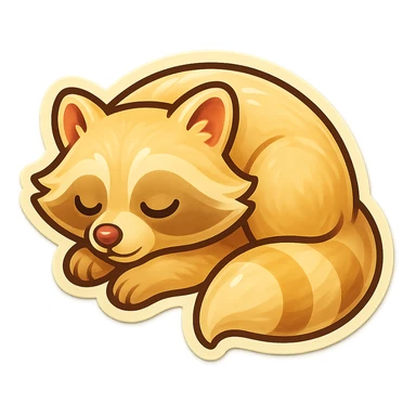 Very Light Blonde raccoon sleeping 2d digital art semi realistic original character  sticker