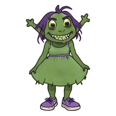 Ugly ogre girl with purple teeth sticker