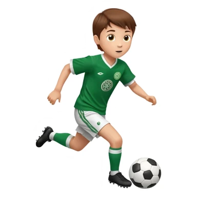 Brown hair 6 years old boy footballer RUNNING playing soccer wearing celtic uniform ( jersey) # 17 in the jersey !  sticker