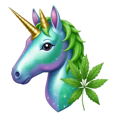 Weed leaf with a Glitter unicorn  sticker