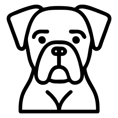 boxer dog, outlined icon style, no fill, clean lines sticker