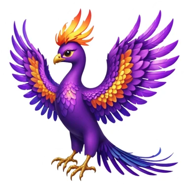 a purple pheonix with wings spread out sticker