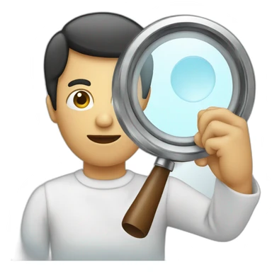 person with a magnifying glass sticker