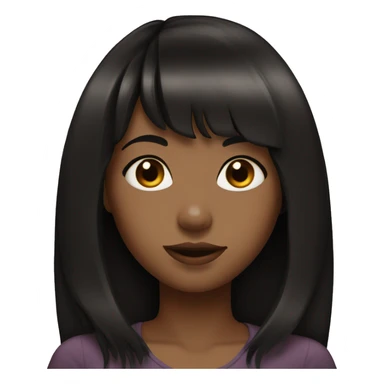 brown Girl with long black hair and bangs sticker