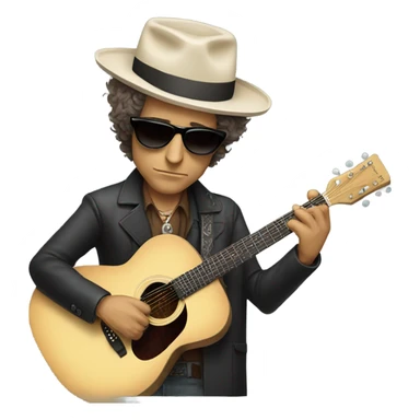 bob dylan with sunglases and guitar sticker