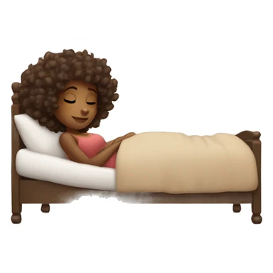Brown girl with curls relaxing in bed sticker