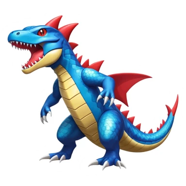 Shiny Exotic Colorful epic Garchomp-Gabite-Salamence-Koraidon-Feraligatr-Fakémon-hybrid-creature (full body)  sticker