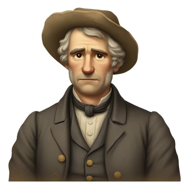 sad, handsome white man, 1800s, farmer, no mustache, very old sticker