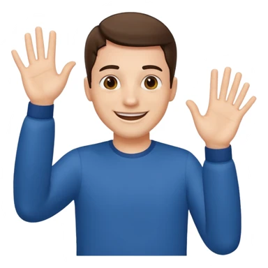 A man waving both his hands towards himself sticker