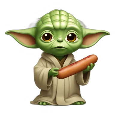 Yoda eating  sausage sticker