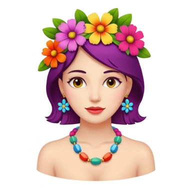 woman with a flower necklace sticker