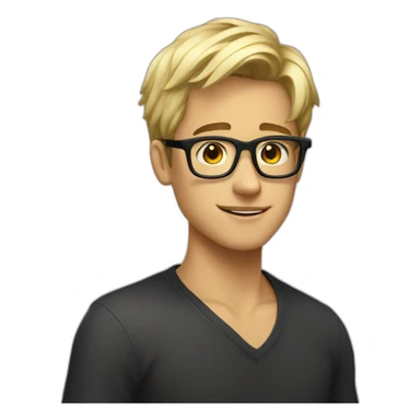 blond boy, tan, black glasses, hot, young sticker