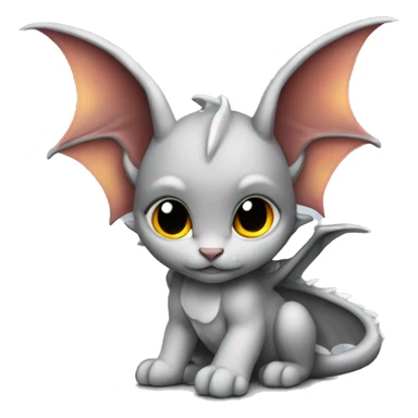  dragon wings on tiny light grey kitten sticker