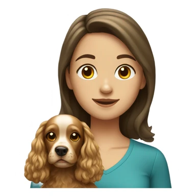 brunette girl with blonde cocker spaniel sticker