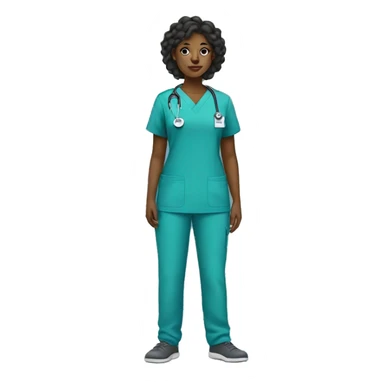 Black girl full body turned left in scrubs uniform sticker