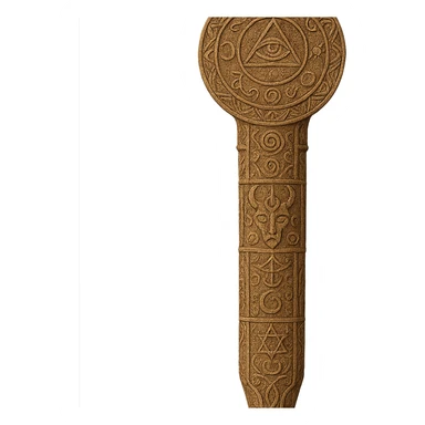 ancient ornate carvings mystical symbols staff sticker