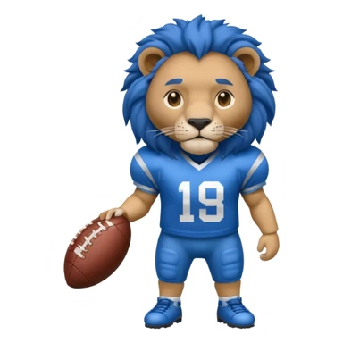 full blue color lion, wearing american football jersey sticker