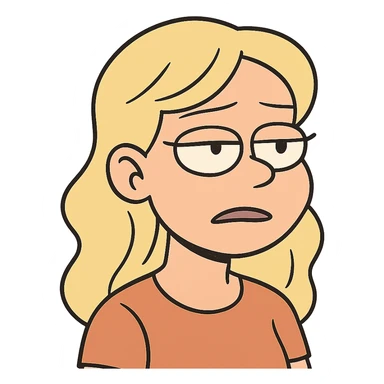 flat toon style blonde girl's face sticker