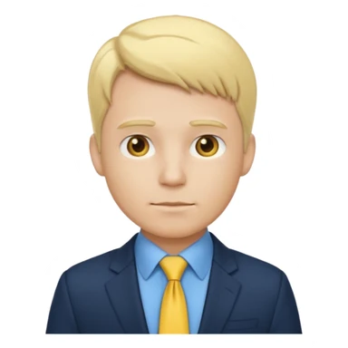 consulting man with hand with white skin and blonde hair with blue shirt and yellow tie and black blazer sticker