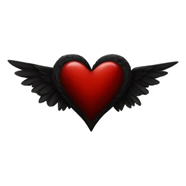 Deep red heart with black wings  sticker