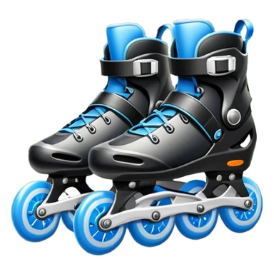 An icon showing a close-up of inline rollerblades resting on smooth asphalt in a park. The background features trees, grass, and a clear sky, with the vibrant green landscape creating a serene outdoor vibe. The skates' wheels are highlighted against the pavement. Transparent background  sticker