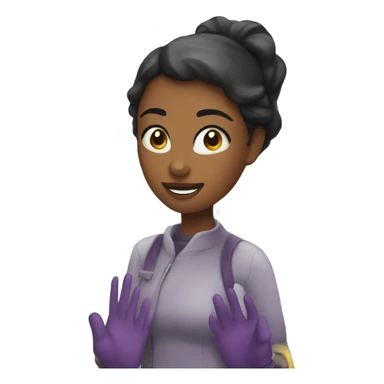 girl in shop with gloves sticker