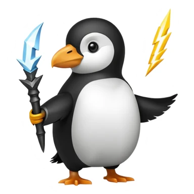 pengiun zeus holding lightning sticker