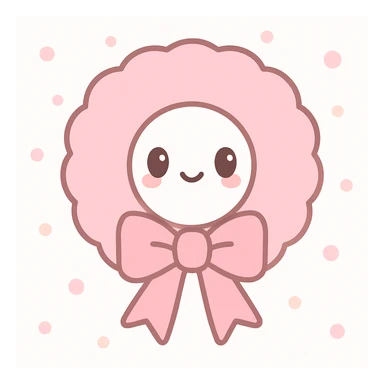 cute pink Christmas wreath with a bow, kawaii style sticker