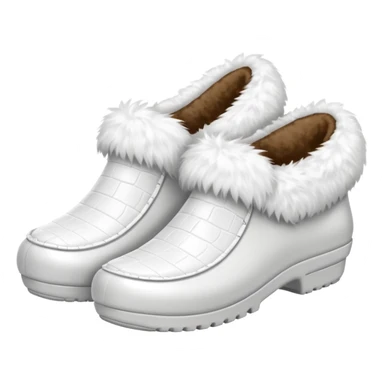 white crocks with fur lining in white color sticker