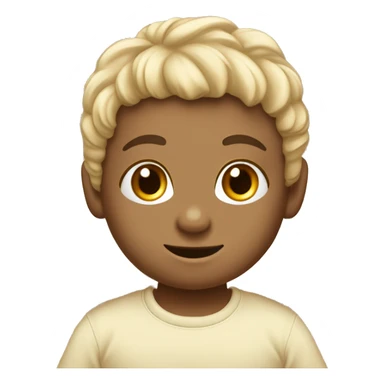 bambino capelli castani con maglietta beige sticker