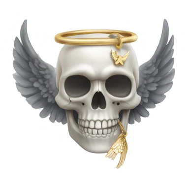 Skull with wings and an angel ring sticker