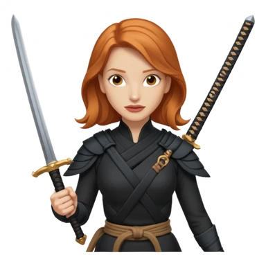 Jessica Chastain, in a ninja position with swords sticker