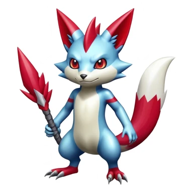 Cool Shiny Digimon-Sneasel-Zangoose-hybrid full body with sharp stripes  sticker