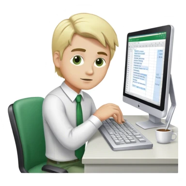 Blonde man working on excel on computer sticker