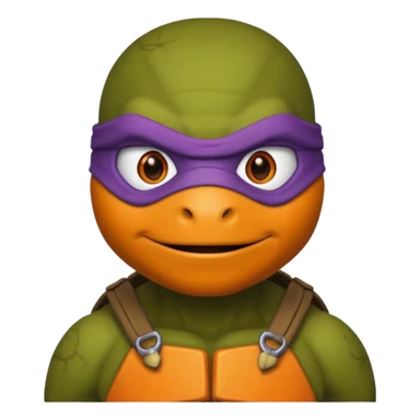 Donatello from Teenage Mutant Ninja Turtles, emoji style, head only, with an orange hacking interface on the screen sticker