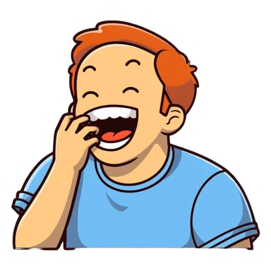 Guy choking himself while laughing sticker