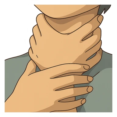 ghibli style hands around throat sticker