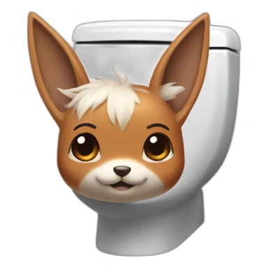 toilet with eevee head atop sticker