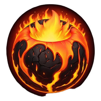 sphere planet, surface covered with lava fire sticker