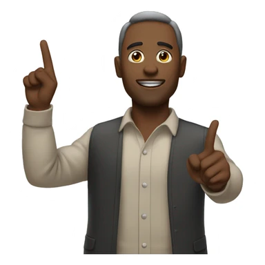 man pointing at sky with both hands sticker