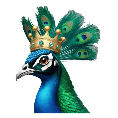 peacock wearing a crown sticker