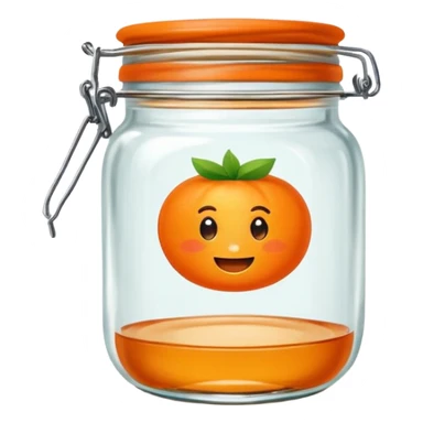 Hermès-style vintage jam jar, glass with orange label, elegant, cute emoji style sticker