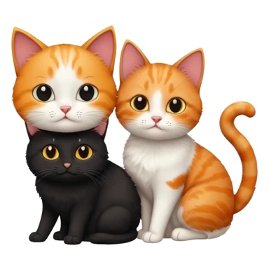 white cat and a black smaller cat and ginger short hair  sticker
