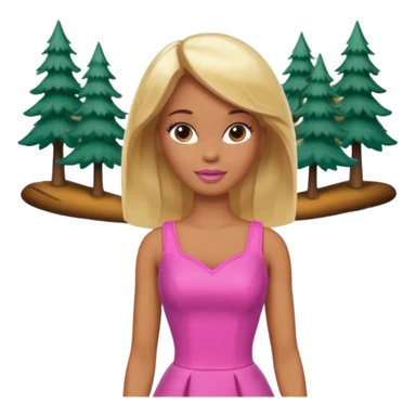 Brown skin blonde hair barbie in front of the woods sticker