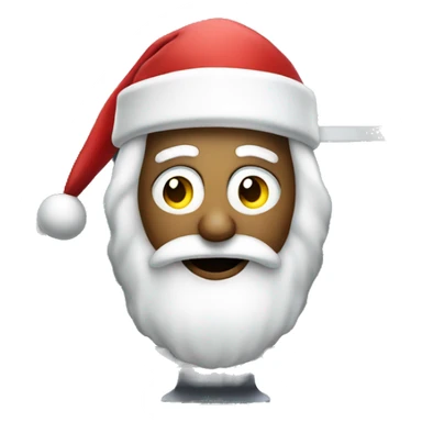 Santa with dollar symbol in the eyes working on a computer sticker