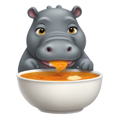 A hippo eating soup sticker