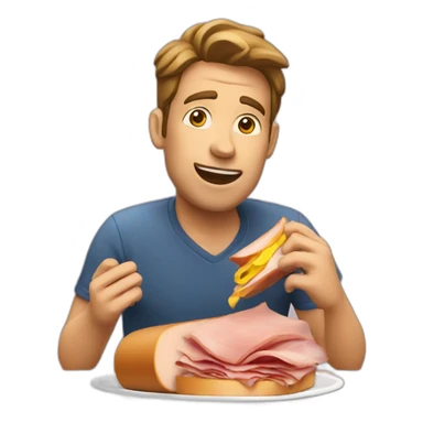 man eating ham sandwich sticker