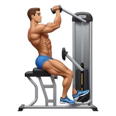 side-view bodybuilder using gym calf-raise machine sticker