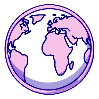 world globe with a connected network, purple and light pink colors sticker
