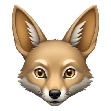 An emoji of a jackal, with a sleek, slender body and pointed ears. Its fur is a mix of tan and gray, with sharp, observant eyes. It has a cunning, alert expression, symbolizing intelligence and adaptability sticker